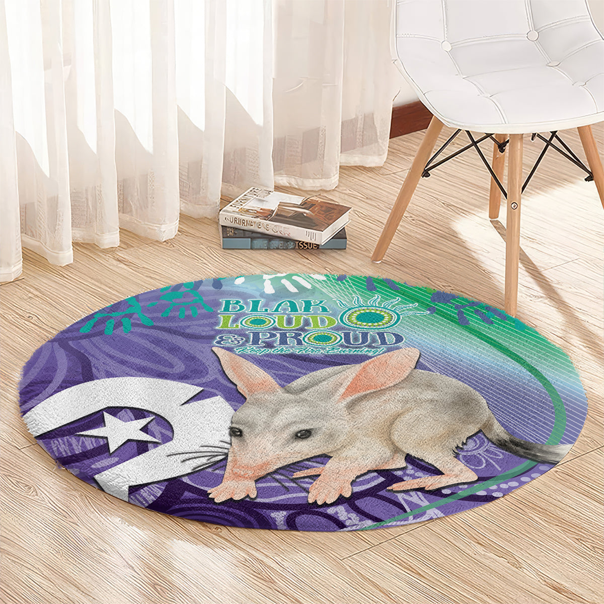 Vivid Bilby NAIDOC 2024 Round Carpet Macrotis Aboriginal Art Style