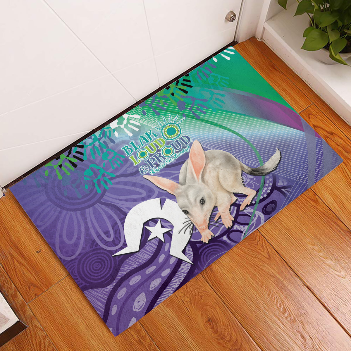 Vivid Bilby NAIDOC 2024 Rubber Doormat Macrotis Aboriginal Art Style