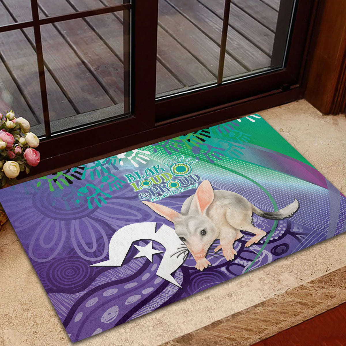 Vivid Bilby NAIDOC 2024 Rubber Doormat Macrotis Aboriginal Art Style