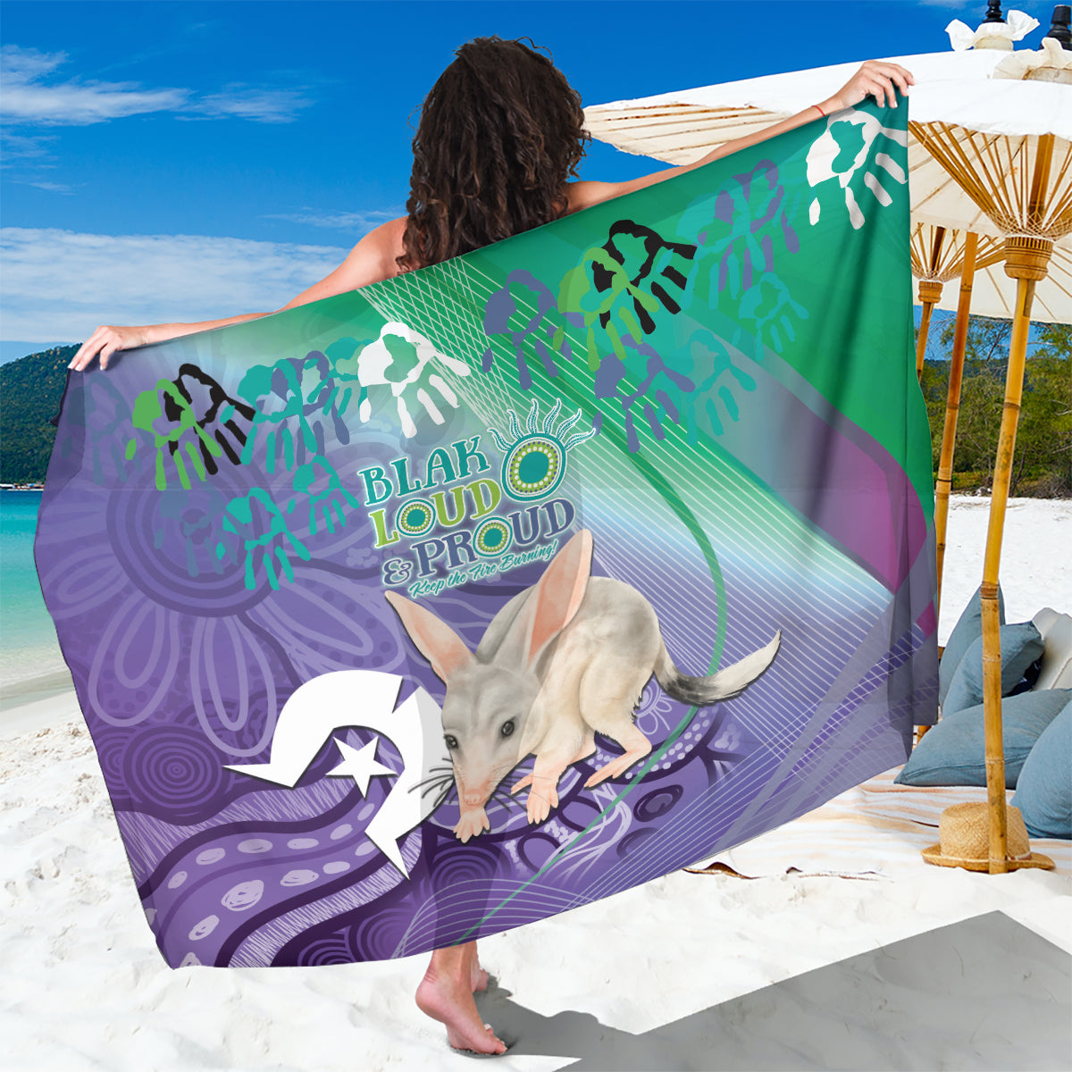 Vivid Bilby NAIDOC 2024 Sarong Macrotis Aboriginal Art Style