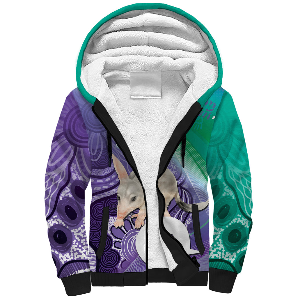 Vivid Bilby NAIDOC 2024 Sherpa Hoodie Macrotis Aboriginal Art Style