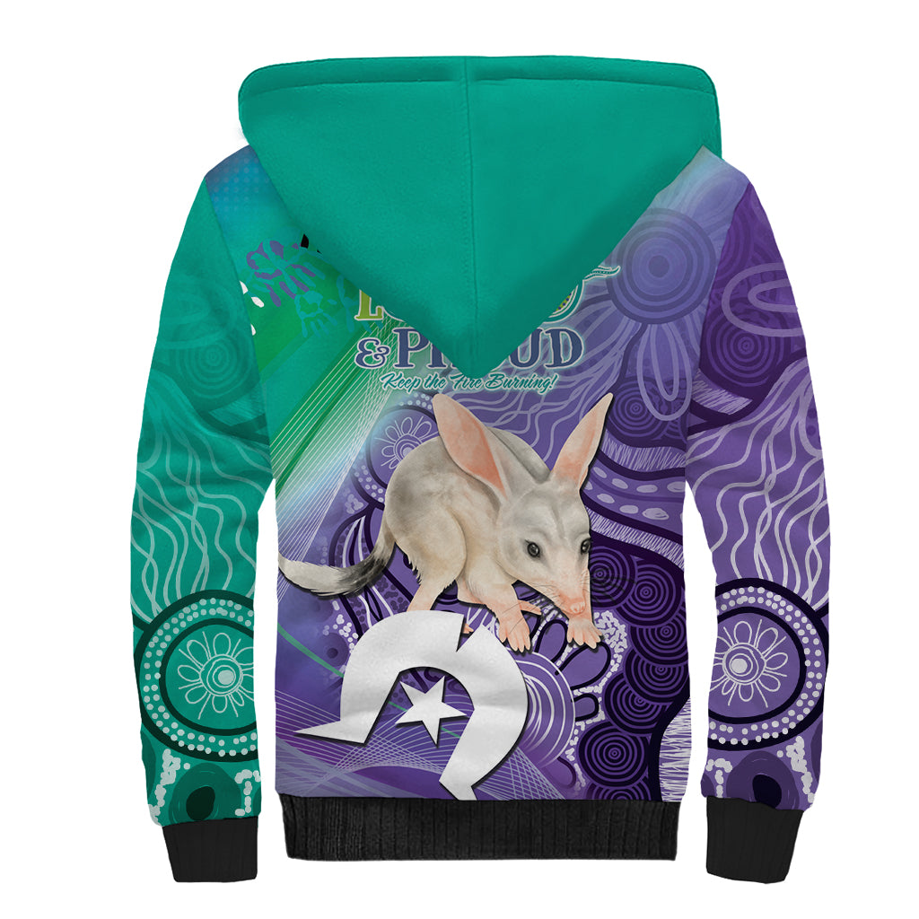 Vivid Bilby NAIDOC 2024 Sherpa Hoodie Macrotis Aboriginal Art Style