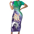 Vivid Bilby NAIDOC 2024 Short Sleeve Bodycon Dress Macrotis Aboriginal Art Style