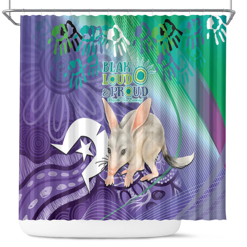 Vivid Bilby NAIDOC 2024 Shower Curtain Macrotis Aboriginal Art Style