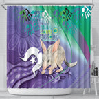 Vivid Bilby NAIDOC 2024 Shower Curtain Macrotis Aboriginal Art Style