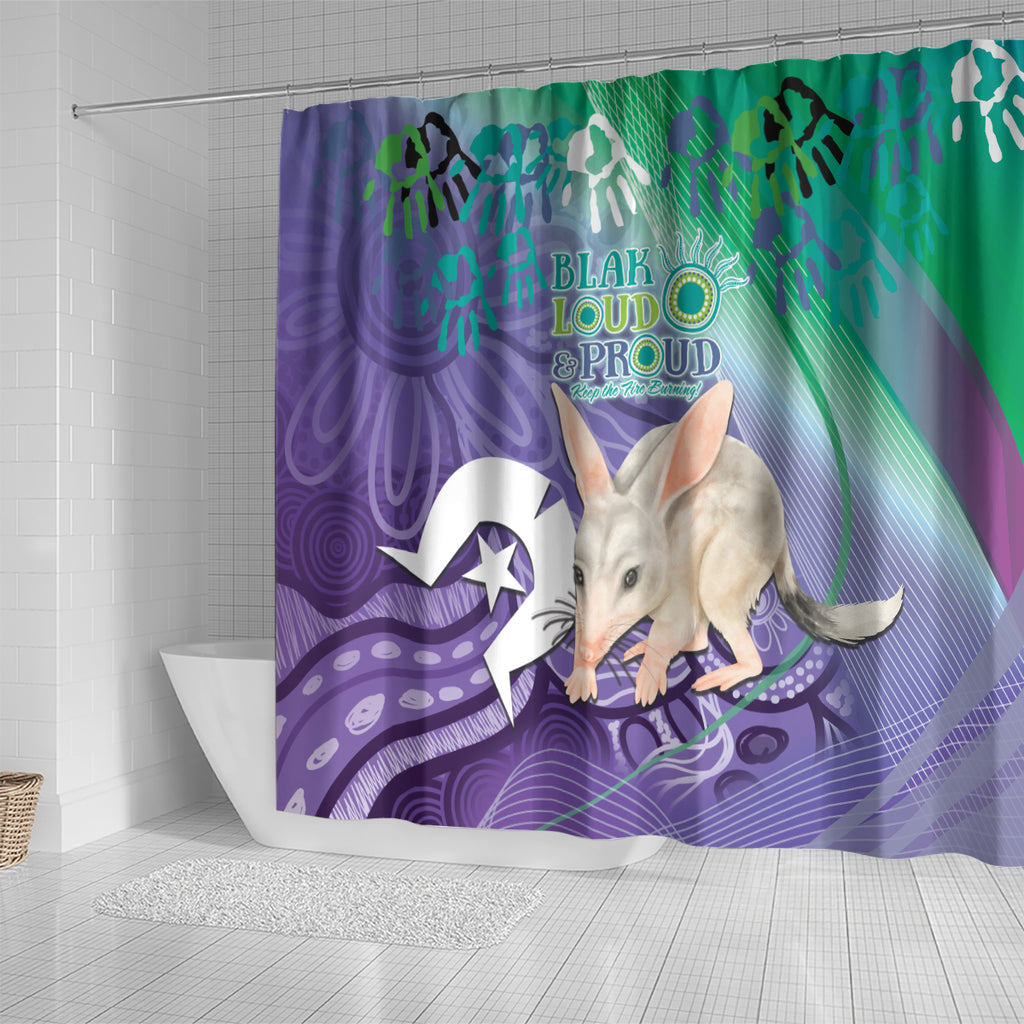 Vivid Bilby NAIDOC 2024 Shower Curtain Macrotis Aboriginal Art Style