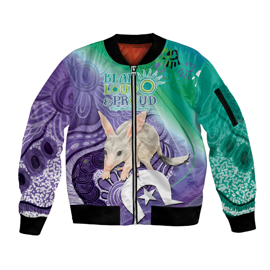 Vivid Bilby NAIDOC 2024 Sleeve Zip Bomber Jacket Macrotis Aboriginal Art Style