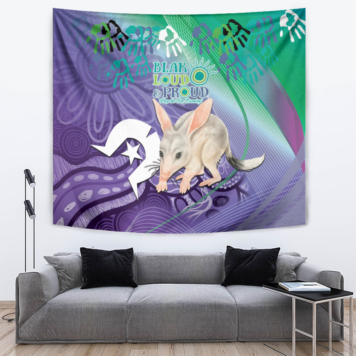 Vivid Bilby NAIDOC 2024 Tapestry Macrotis Aboriginal Art Style