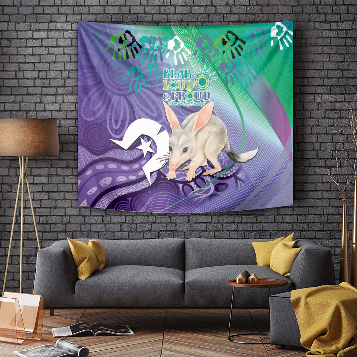 Vivid Bilby NAIDOC 2024 Tapestry Macrotis Aboriginal Art Style