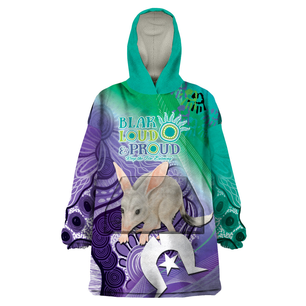 Vivid Bilby NAIDOC 2024 Wearable Blanket Hoodie Macrotis Aboriginal Art Style