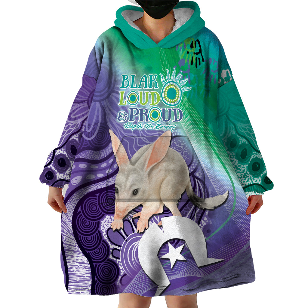 Vivid Bilby NAIDOC 2024 Wearable Blanket Hoodie Macrotis Aboriginal Art Style