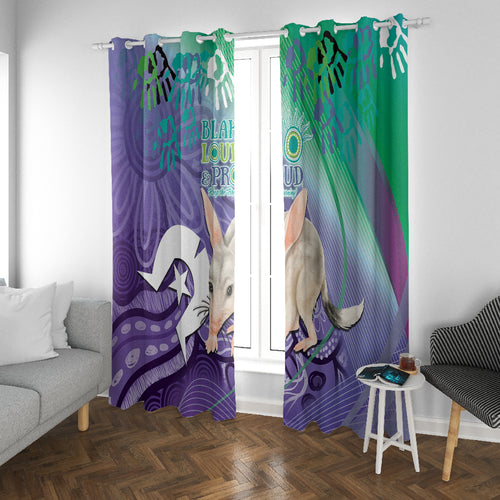 Vivid Bilby NAIDOC 2024 Window Curtain Macrotis Aboriginal Art Style