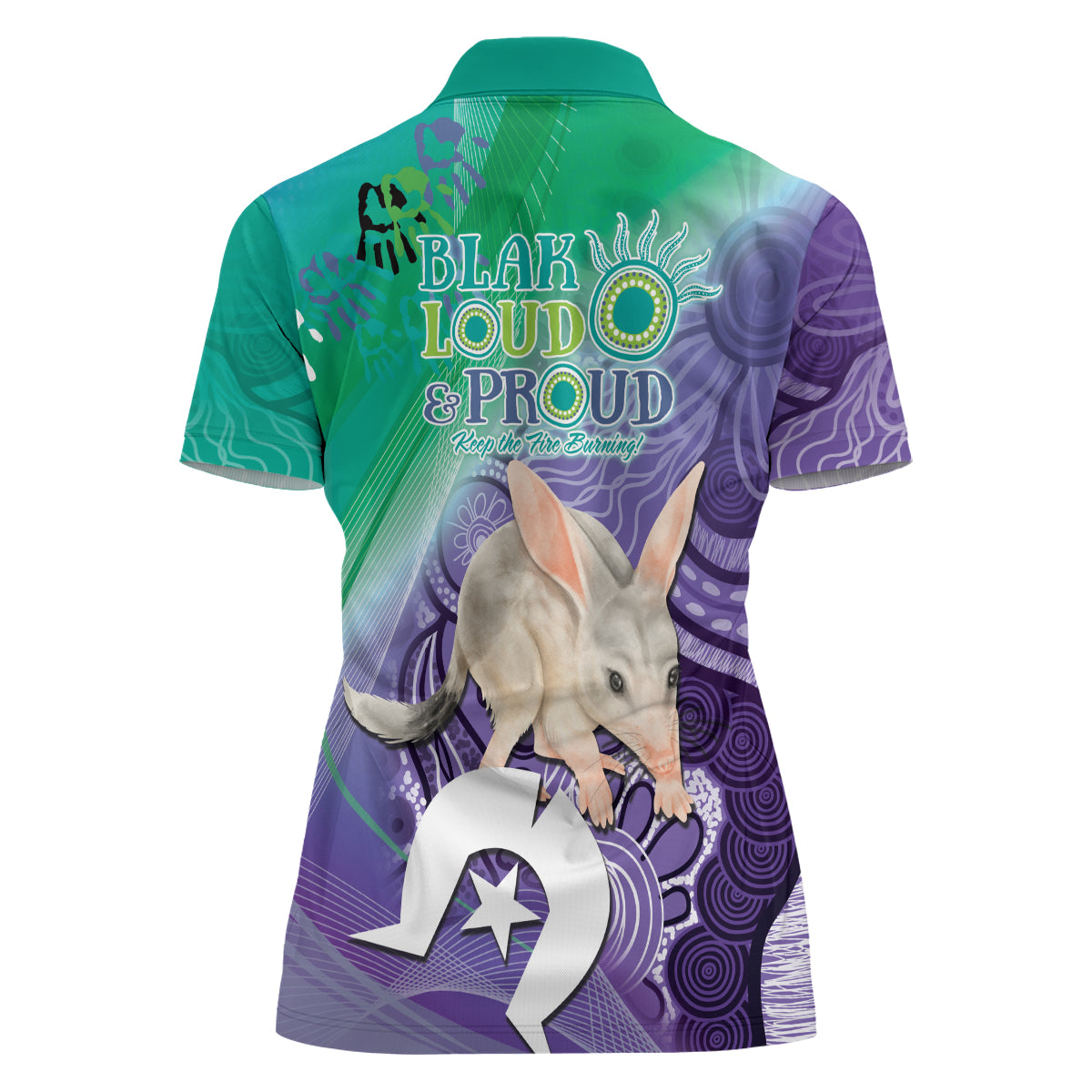 Vivid Bilby NAIDOC 2024 Women Polo Shirt Macrotis Aboriginal Art Style