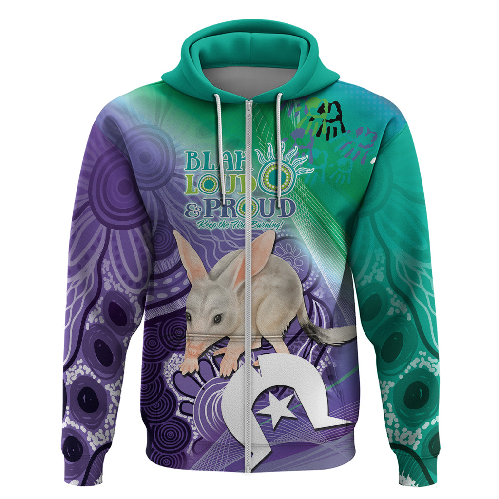 Vivid Bilby NAIDOC 2024 Zip Hoodie Macrotis Aboriginal Art Style