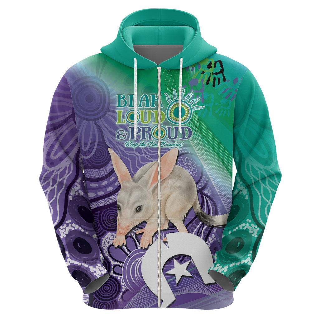 Vivid Bilby NAIDOC 2024 Zip Hoodie Macrotis Aboriginal Art Style