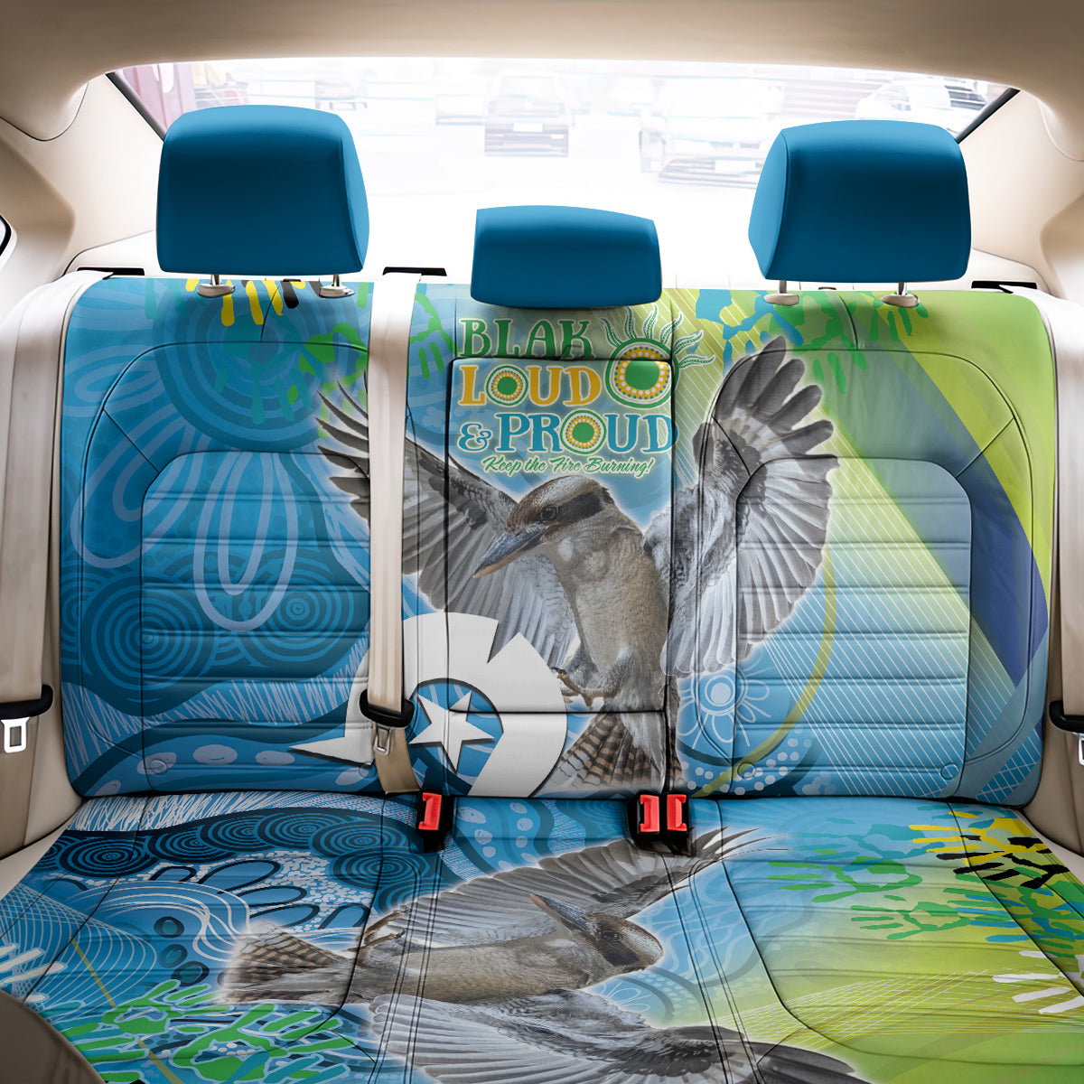 Vivid Kookaburra NAIDOC 2024 Back Car Seat Cover Aboriginal Art Style