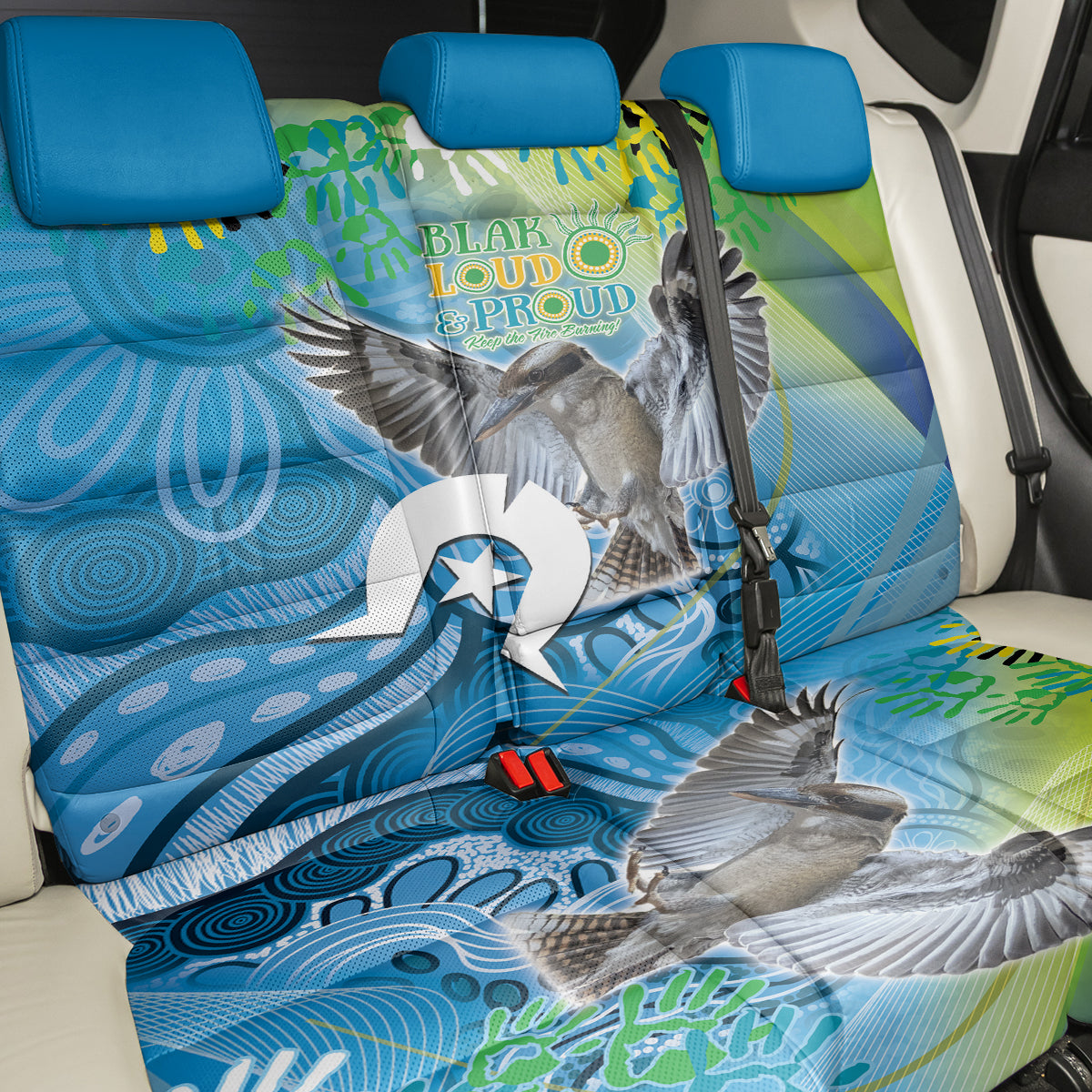 Vivid Kookaburra NAIDOC 2024 Back Car Seat Cover Aboriginal Art Style