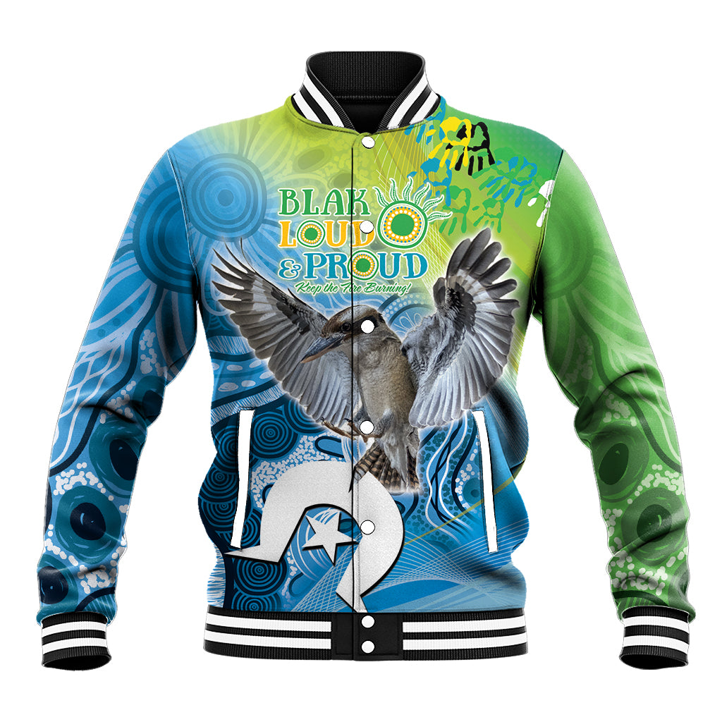 Vivid Kookaburra NAIDOC 2024 Baseball Jacket Aboriginal Art Style