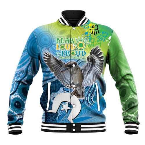 Vivid Kookaburra NAIDOC 2024 Baseball Jacket Aboriginal Art Style