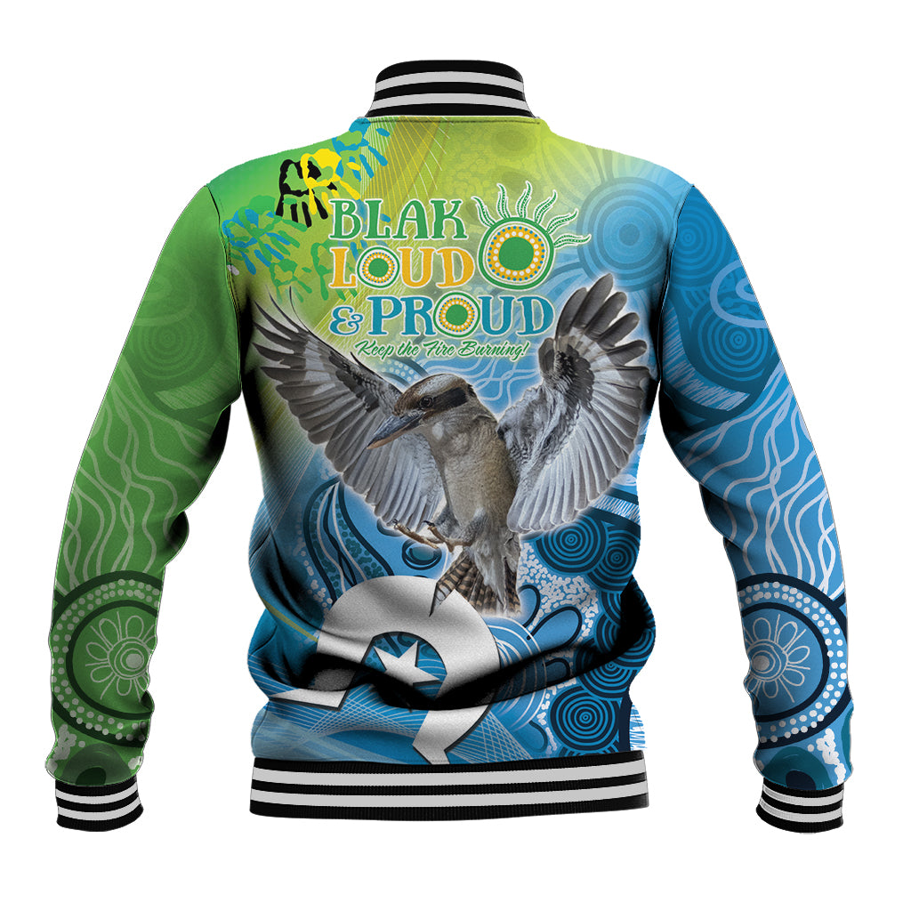 Vivid Kookaburra NAIDOC 2024 Baseball Jacket Aboriginal Art Style