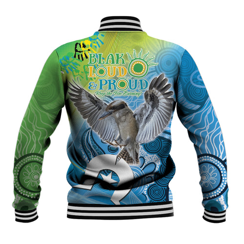 Vivid Kookaburra NAIDOC 2024 Baseball Jacket Aboriginal Art Style