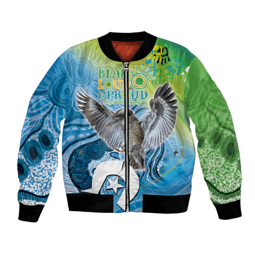 Vivid Kookaburra NAIDOC 2024 Bomber Jacket Aboriginal Art Style