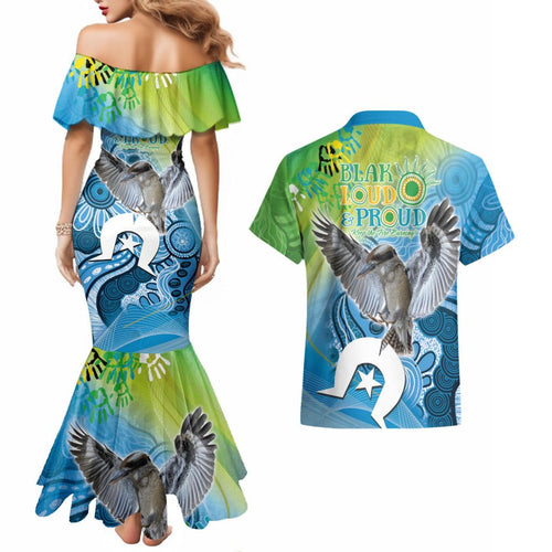 Vivid Kookaburra NAIDOC 2024 Couples Matching Mermaid Dress and Hawaiian Shirt Aboriginal Art Style