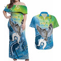 Vivid Kookaburra NAIDOC 2024 Couples Matching Off Shoulder Maxi Dress and Hawaiian Shirt Aboriginal Art Style