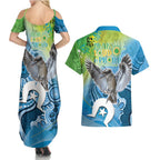Vivid Kookaburra NAIDOC 2024 Couples Matching Summer Maxi Dress and Hawaiian Shirt Aboriginal Art Style