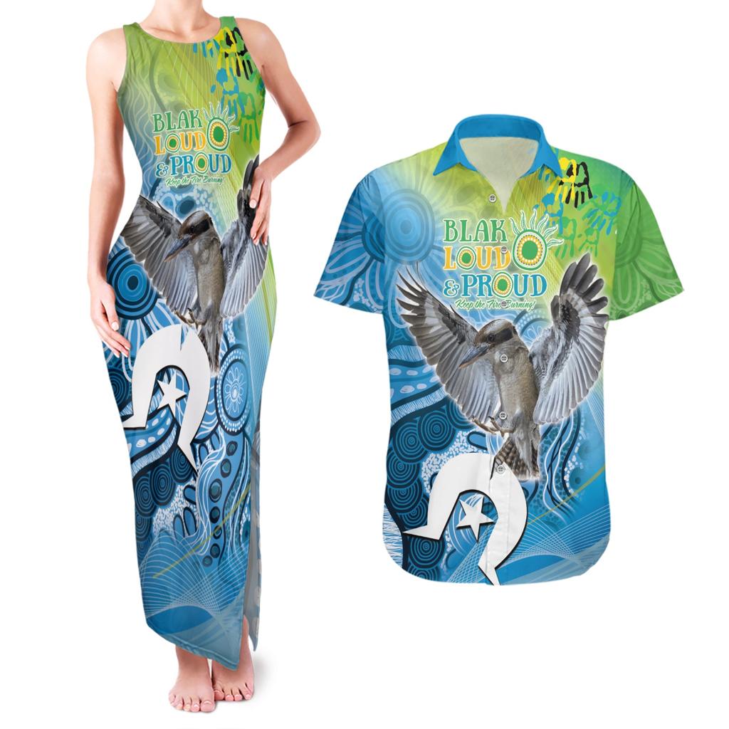 Vivid Kookaburra NAIDOC 2024 Couples Matching Tank Maxi Dress and Hawaiian Shirt Aboriginal Art Style