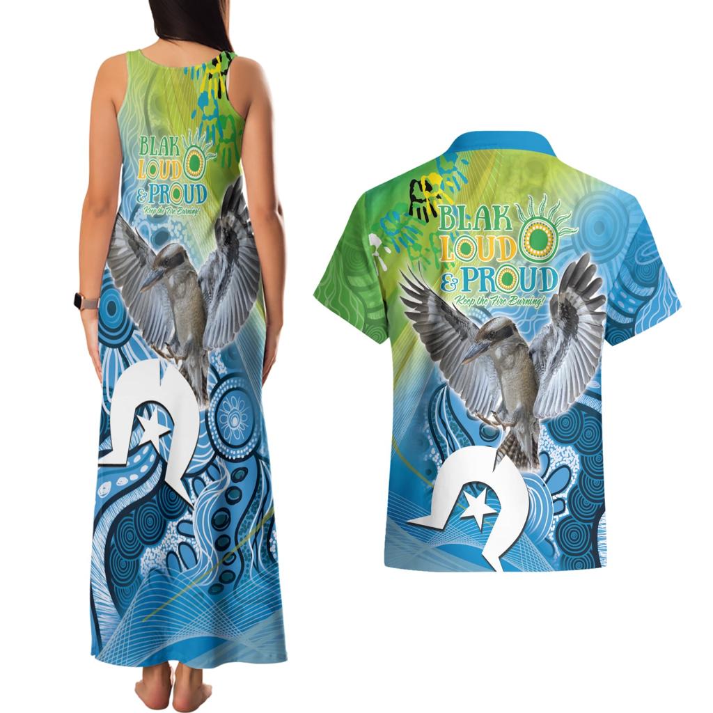 Vivid Kookaburra NAIDOC 2024 Couples Matching Tank Maxi Dress and Hawaiian Shirt Aboriginal Art Style