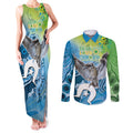 Vivid Kookaburra NAIDOC 2024 Couples Matching Tank Maxi Dress and Long Sleeve Button Shirt Aboriginal Art Style