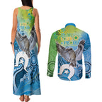 Vivid Kookaburra NAIDOC 2024 Couples Matching Tank Maxi Dress and Long Sleeve Button Shirt Aboriginal Art Style