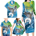 Vivid Kookaburra NAIDOC 2024 Family Matching Long Sleeve Bodycon Dress and Hawaiian Shirt Aboriginal Art Style
