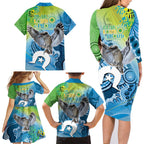 Vivid Kookaburra NAIDOC 2024 Family Matching Long Sleeve Bodycon Dress and Hawaiian Shirt Aboriginal Art Style