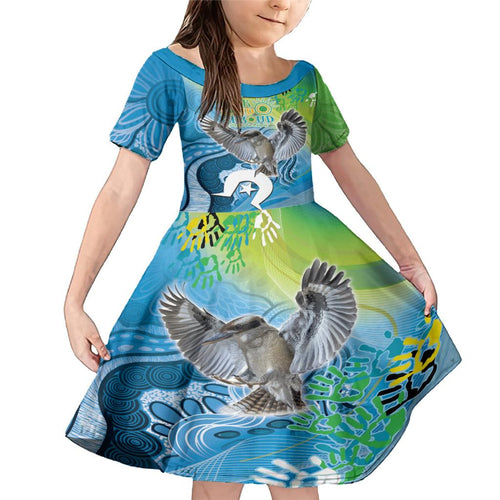 Vivid Kookaburra NAIDOC 2024 Family Matching Mermaid Dress and Hawaiian Shirt Aboriginal Art Style