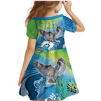 Vivid Kookaburra NAIDOC 2024 Family Matching Mermaid Dress and Hawaiian Shirt Aboriginal Art Style