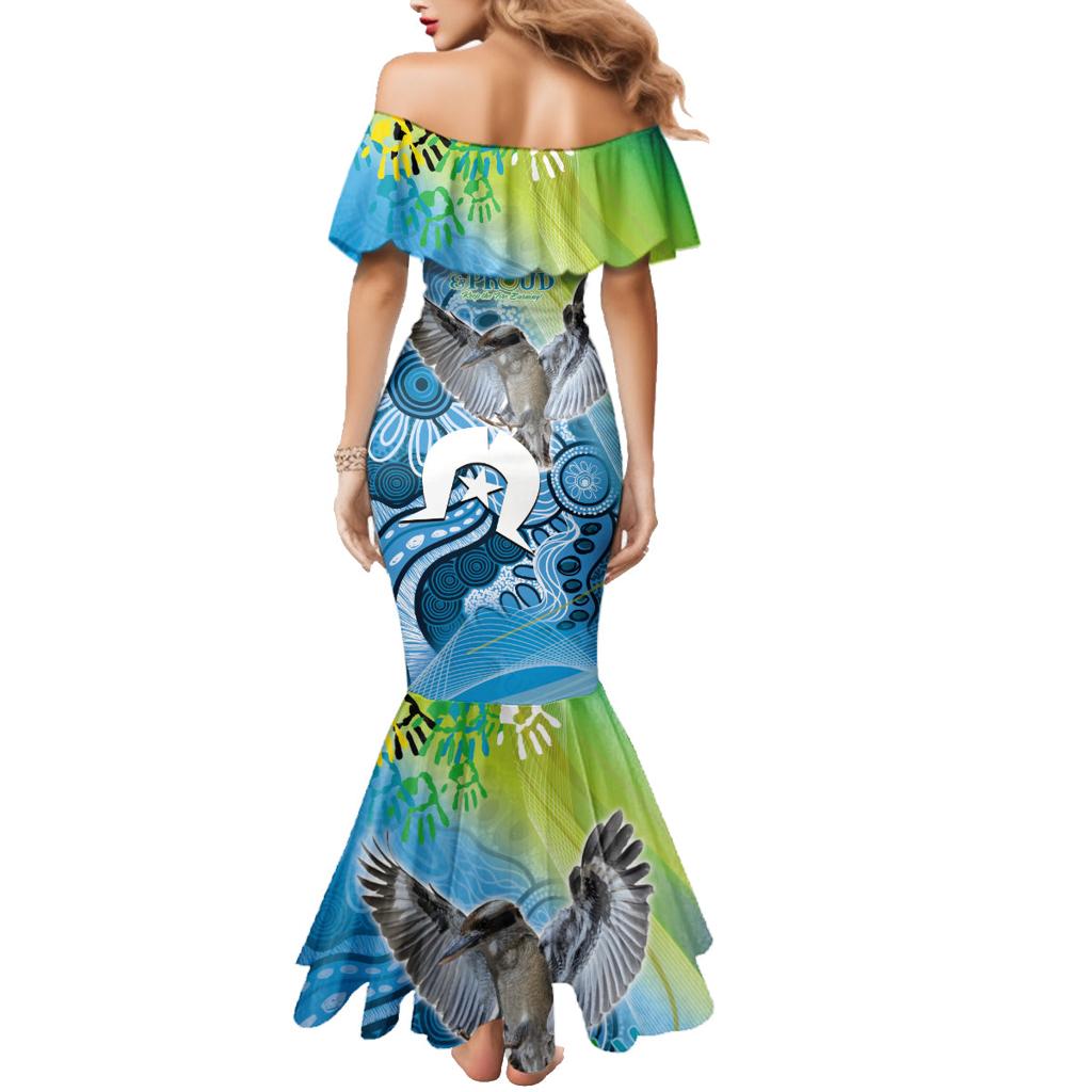 Vivid Kookaburra NAIDOC 2024 Family Matching Mermaid Dress and Hawaiian Shirt Aboriginal Art Style
