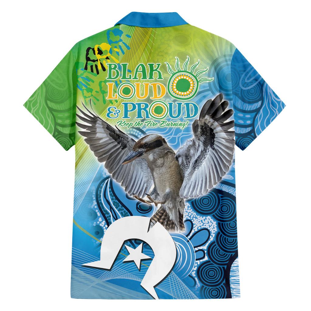 Vivid Kookaburra NAIDOC 2024 Family Matching Off The Shoulder Long Sleeve Dress and Hawaiian Shirt Aboriginal Art Style
