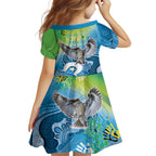 Vivid Kookaburra NAIDOC 2024 Family Matching Off Shoulder Short Dress and Hawaiian Shirt Aboriginal Art Style
