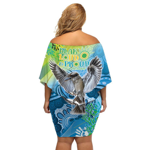 Vivid Kookaburra NAIDOC 2024 Family Matching Off Shoulder Short Dress and Hawaiian Shirt Aboriginal Art Style