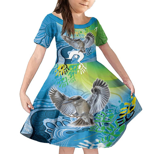 Vivid Kookaburra NAIDOC 2024 Family Matching Puletasi and Hawaiian Shirt Aboriginal Art Style