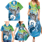 Vivid Kookaburra NAIDOC 2024 Family Matching Summer Maxi Dress and Hawaiian Shirt Aboriginal Art Style