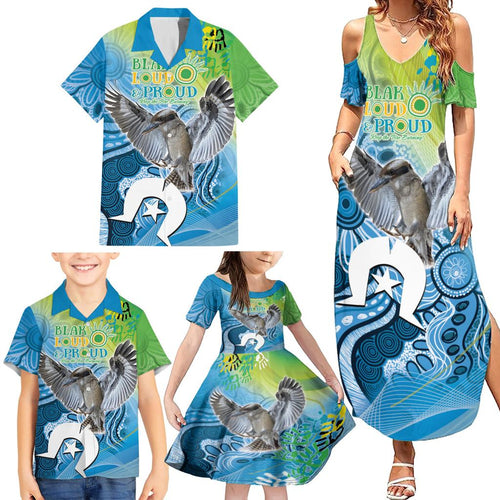 Vivid Kookaburra NAIDOC 2024 Family Matching Summer Maxi Dress and Hawaiian Shirt Aboriginal Art Style