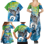 Vivid Kookaburra NAIDOC 2024 Family Matching Summer Maxi Dress and Hawaiian Shirt Aboriginal Art Style