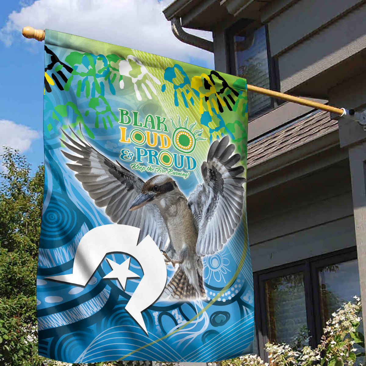 Vivid Kookaburra NAIDOC 2024 Garden Flag Aboriginal Art Style