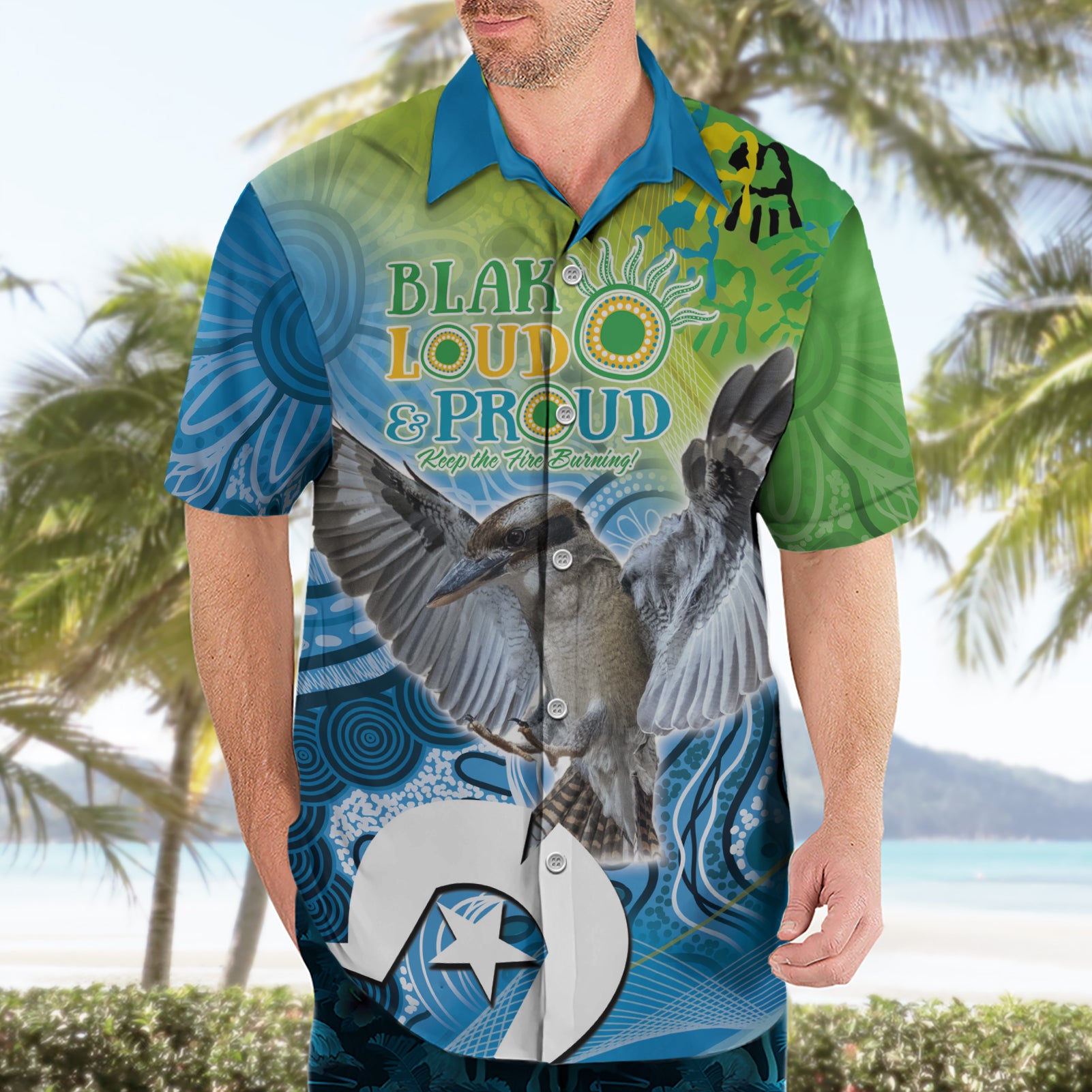 Vivid Kookaburra NAIDOC 2024 Hawaiian Shirt Aboriginal Art Style