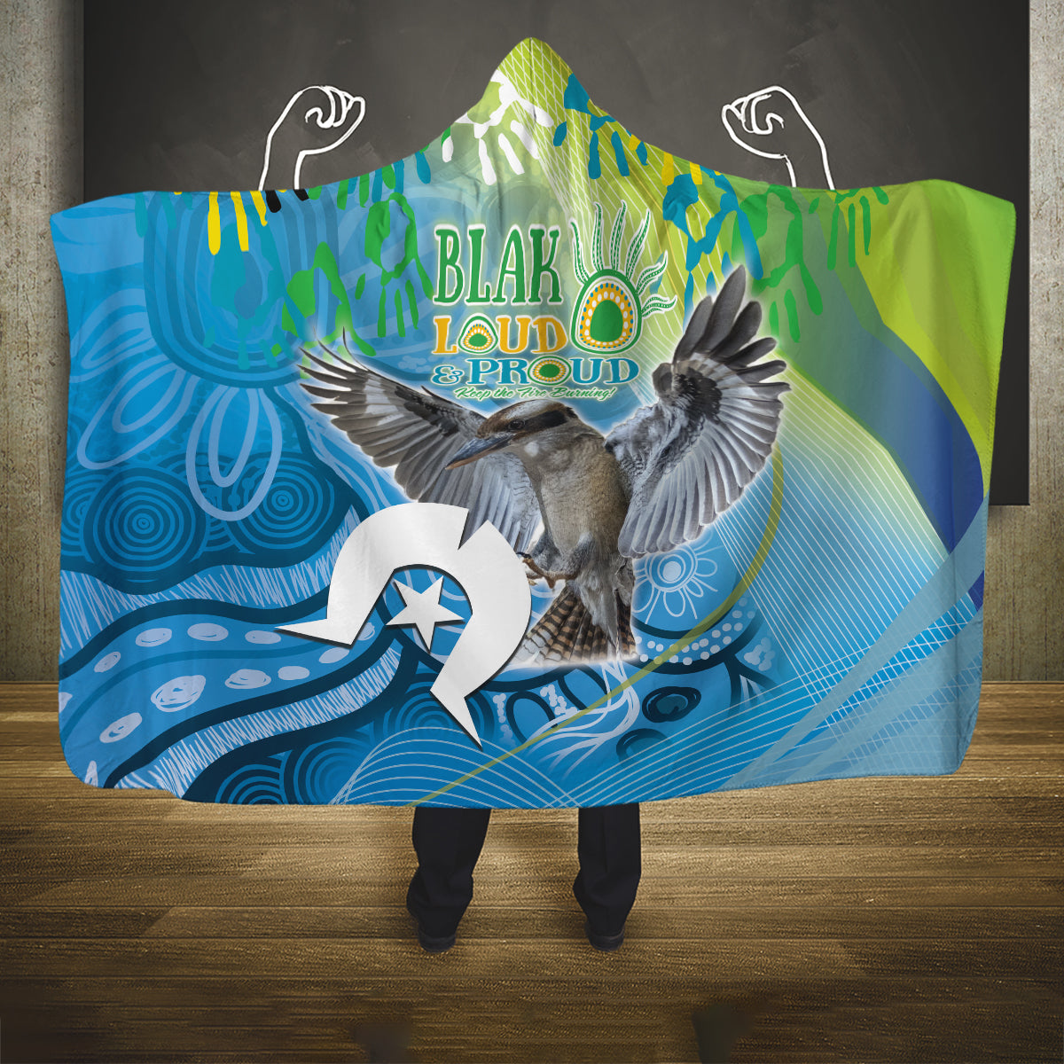 Vivid Kookaburra NAIDOC 2024 Hooded Blanket Aboriginal Art Style