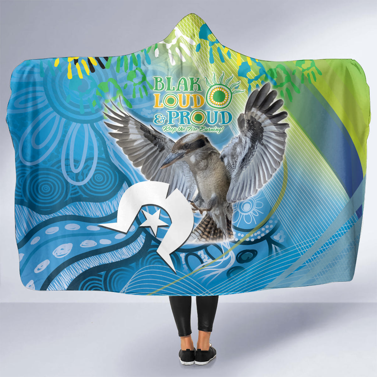 Vivid Kookaburra NAIDOC 2024 Hooded Blanket Aboriginal Art Style