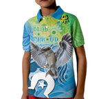 Vivid Kookaburra NAIDOC 2024 Kid Polo Shirt Aboriginal Art Style